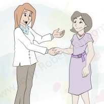 Accounts Manager Greets Patient